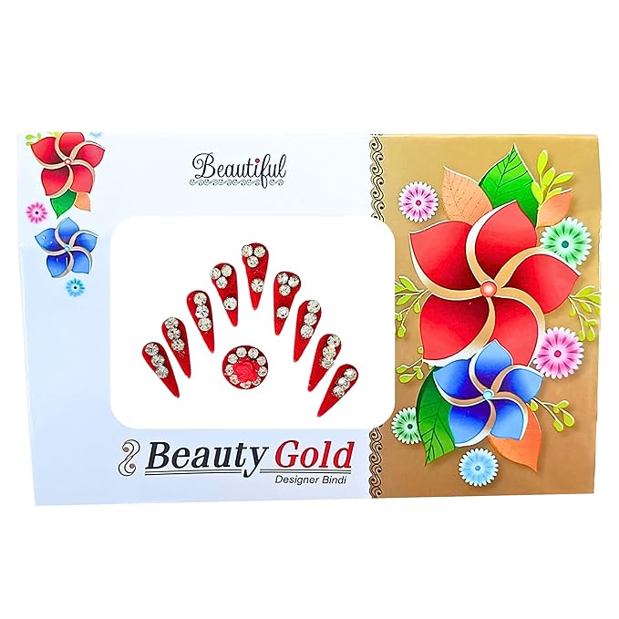 Handcrafted Small Maroon Tilak Bindis with Stones – Traditional Indian Forehead Bindis for Women, Elegant and Decorative Tilak for Special Occasions and Daily Wear (Design 1)
