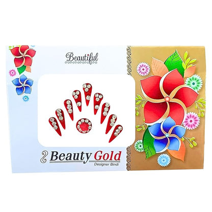 Handcrafted Small Maroon Tilak Bindis with Stones – Traditional Indian Forehead Bindis for Women, Elegant and Decorative Tilak for Special Occasions and Daily Wear (Design 1)