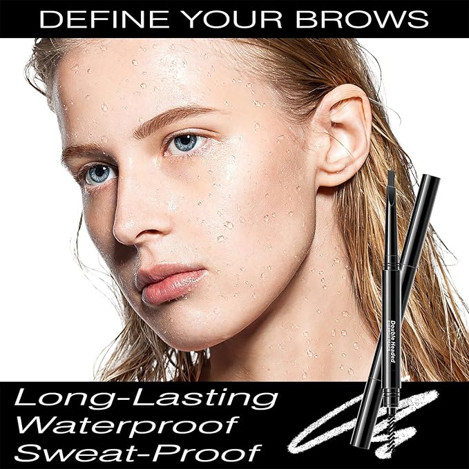 Eyebrow Pencil Brown Brow Pencil - Eyebrow Pen with Multi Function Eyebrow Brush, Waterproof Eyebrow Makeup Brow Pen, Long-Lasting & Smudge-Proof Eye Brow Pencils for Women Natural Brows (Gray)