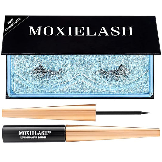 MoxieLash Magnetic Eyelashes with Eyeliner Kit - Baby Bundle - Natural Looking False Eyelashes - Set of Baby Lashes + Magnetic Eyeliner + Remover Swabs - USA Owned - No Glue