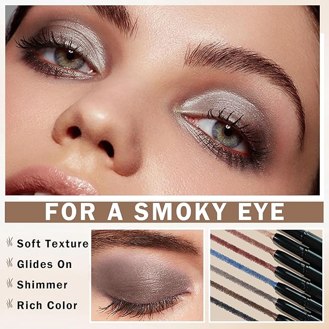 Silver Gray Eyeshadow Stick Eyeliner Pencil Matte Shimmer Cream Eye Shadow Makeup Stick Multi-Use Waterproof Eyeshadow Pen Eye Brightener Stick- 06