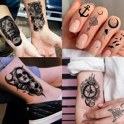 74 Sheets Jesus Christ Temporary Tattoos For Women Men, 12 Sheets Half Arm Large Religious God Christian Lion Cross Fake Tattoos Adults, 62 Sheets Realistic Angels Virgin Mary Tattoos Stickers Faith