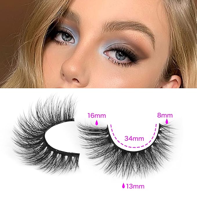Wispy Mink Lashes Natural False Eyelashes 16mm Cat Eye Lashes Pack 5D 14 Pairs Fake Eyelashes by TNFVLONEINS