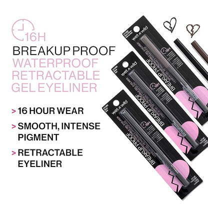wet n wild Mega Last Breakup Proof Eyeliner, Quick Drying, Waterproof, 16-Hour Wear - Cruelty-Free & Vegan - Black (Pack of 2)