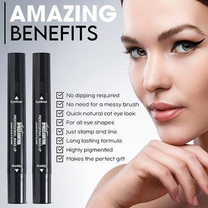 Secret Xpress Control Winged Eyeliner Stamp Waterproof Long Lasting Liquid Black Pen Cat Eye Matte Eye Makeup (Black - 1 Pack)