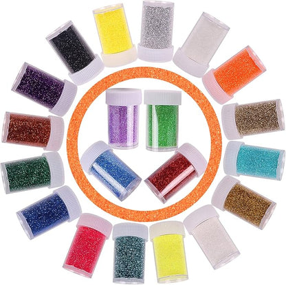 18g/Bottle, 20 Pack Shake Jar Fine Glitter,Assorted Extra Fine Glitter Powder for Nail Art DIY Craft Tumbler Epoxy Resin Jewelry Making Christmas Ornament Decotation