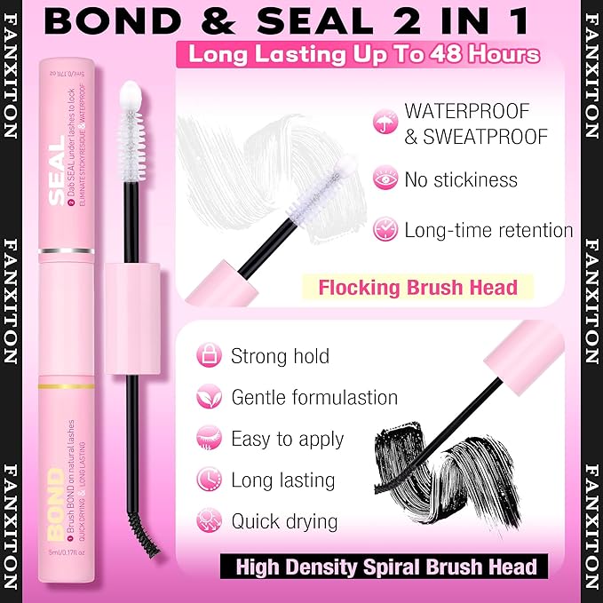 Wispy Lashes Cluster Kit Thick Eye Lash Clusters 40D+50D D 8-16mm Mix Lash Extension Kit Eyelash Clusters Volume Individual Lashes with Lash Bond and Seal and Tweezers