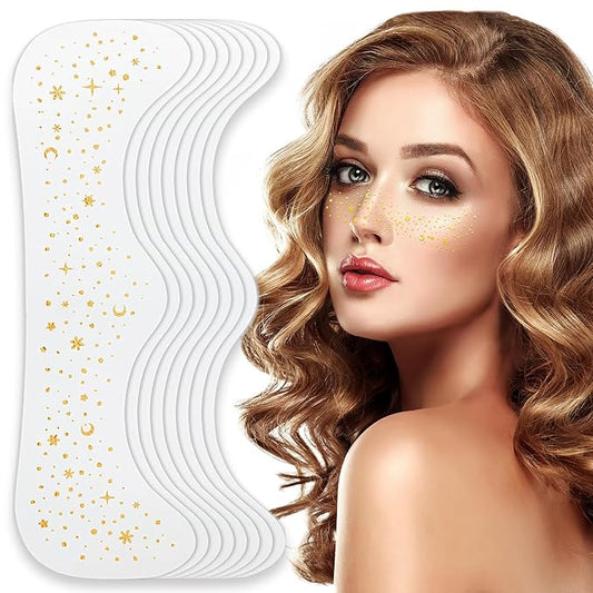 Makeup Patches - Gold Glitter Freckles Face Tattoo - Face Glitter Freckles - Sparkle Freckle Tattoo Makeup Patches for Women & Girls | Cosmetic Glitter for Face