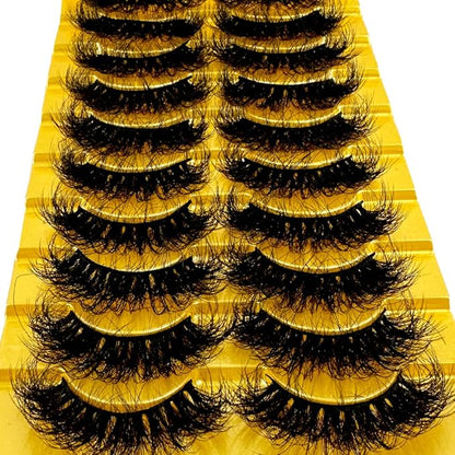 HBZGTLAD Soft Mink Eyelashes 3D Curl Winged End Eye Elongated Fake Lashes Thick Handmade Natural False Eyelash Messy Cross Lash Wholesale (6D25)