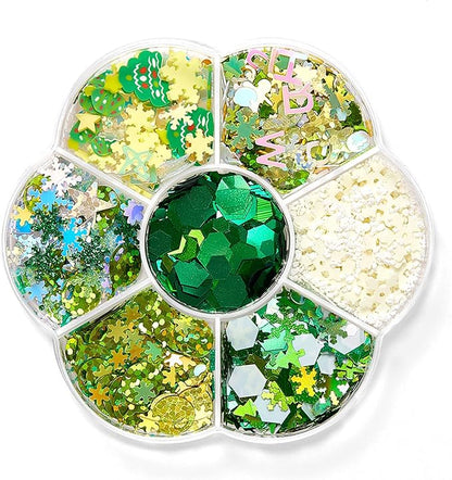Rose Flower Christmas Chunky Glitter, 5 Boxes Mixes Sequins 3D Holographic Iridescent Theme Festival, Snowflakes, Santa Claus, Tree Craft, Santa Claus Decorate for DIY Arts Face Hair Body Nail