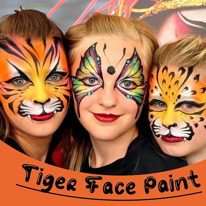 CCBeauty Orange Eye Black Baseball, Face Body Paint Stick Oil, EyeBlack Colors for Sports Softball Football, Hypoallergenic Kids Face Painting Kit for Halloween Stage Cosplay Costume Party