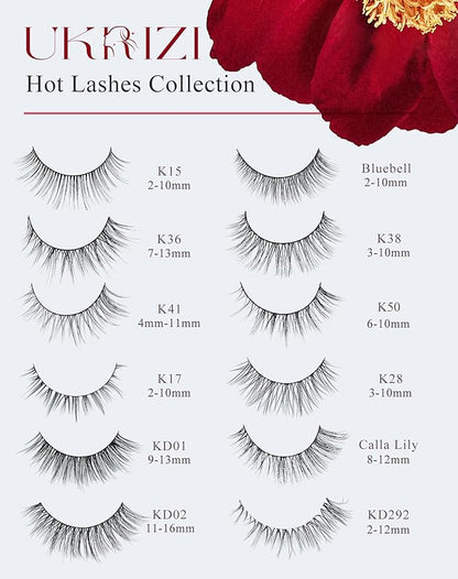 Natural Lashes Wispy 10mm Short Lashes Natural Looking False Eyelashes Small Lashes for Clean Look K38
