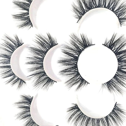Sunniess 5D Volume False Eyelashes Faux Mink Soft Lashes Makeup Long Cross Handmade Reusable Fake Eyelashes