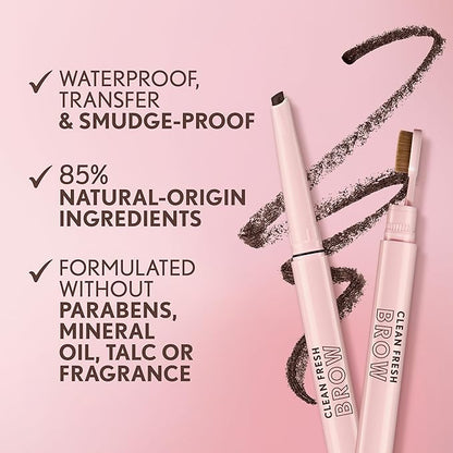 Covergirl Clean Fresh Brow Filler Pomade, 400 Soft Brown, Eyebrow Pencil, Ultra-Precise Tip, Creamy Formula, Highly Pigmented, Soft Matte Finish, Vegan Formula, 0.007oz