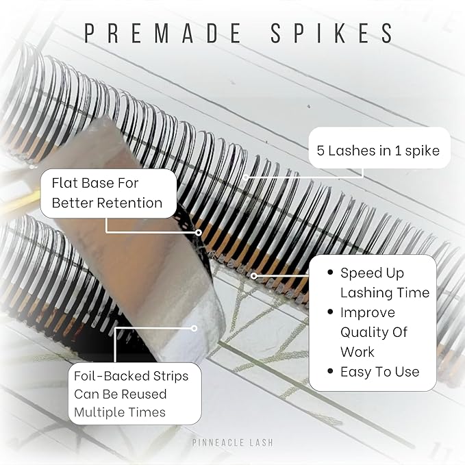 Promade Wet Narrow Fans | Premade Spikes | 5D Spike Flat Base For Wispy, Wet Mascara Lash, Anime Lash Extensions | For Professional Lash Extension | Pinneacle Handmade Lash Supply (C curl)