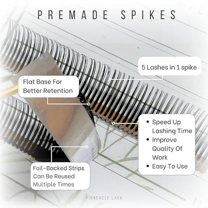 Promade Wet Narrow Fans | Premade Spikes | 5D Spike Flat Base For Wispy, Wet Mascara Lash, Anime Lash Extensions | For Professional Lash Extension | Pinneacle Handmade Lash Supply (C curl)