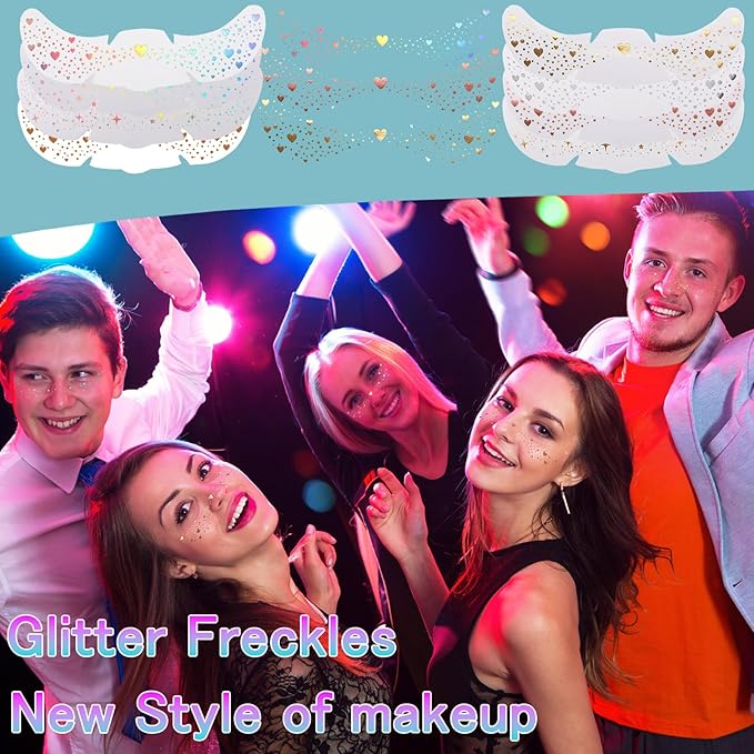 8 Counts Glitter Freckles, Face Glitter Makeup Speckles for Women Girls Festivals, Concerts, Parties, Rave Accessories