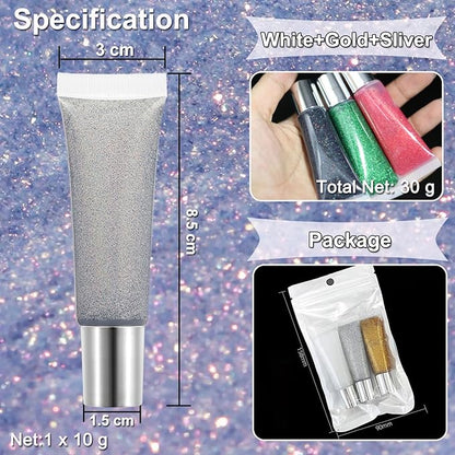 Body Glitter Gel Set Holographic Glitter Festival Makeup for Face Hair Eye Rave Mermaid Accessories Shimmer Glitter