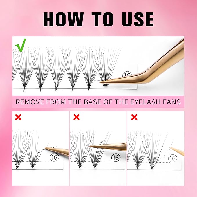 VEYES INC Premade Fans Eyelash Extensions 3D-24D C/D curl Natural & Volume Mixed Length Eyelash Tray, Professional Lash Supplies, Matte Black(14D 0.05 C-curl 9-16mm)