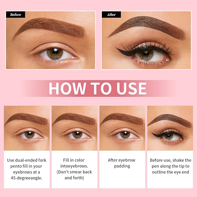 Microblading Eyebrow Pencil,2-In-1 Dual-Ended Eyeliner And Eyebrow Pen with 4-Fork Micro-Fork,Precise Brow Pen for Natural,Waterproof and Long-Lasting Eye Brow Pencils for Women(Black)