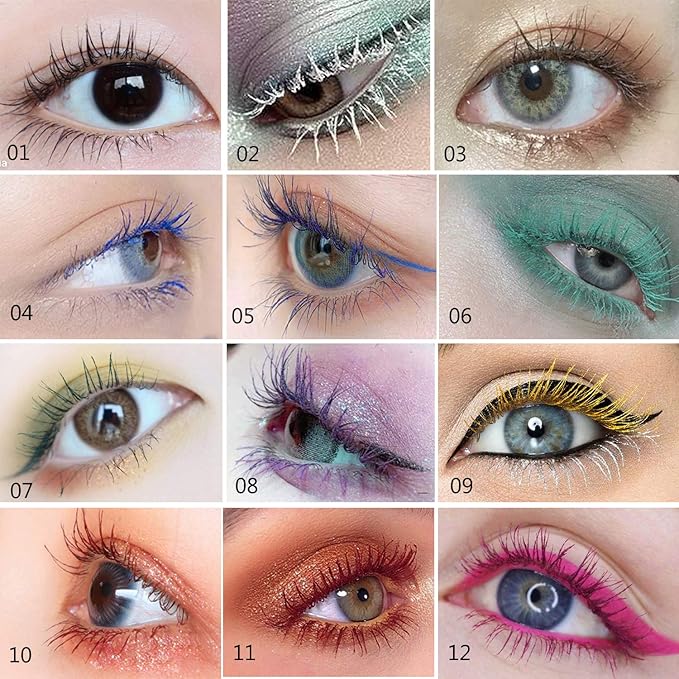 GL-Turelifes Yellow Mascara Colorful Fiber Charming Longlasting Mascara, Thick & Long Eyelash Waterproof and Smudge-proof Eyes Makeup (Yellow)