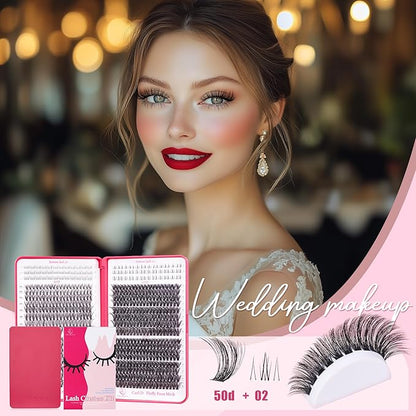 Lash Clusters - Lash Clusters with Bottom Lashes Lash Clusters Lash Extension Kit 30D40D50D60D Fluffy Wispy EyeLash Clusters D Curl No Adhesives Included
