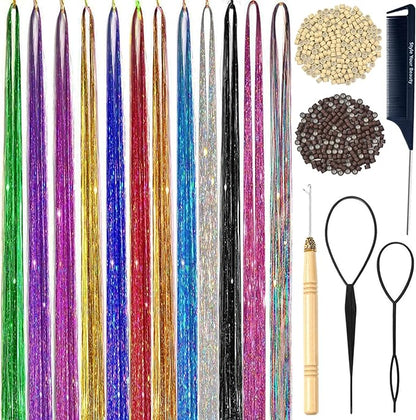 Body Face Chunky Glitter Gel & Hair Tinsel Kit for Halloween, Christmas, New Year Party, Rave Festival Accessories