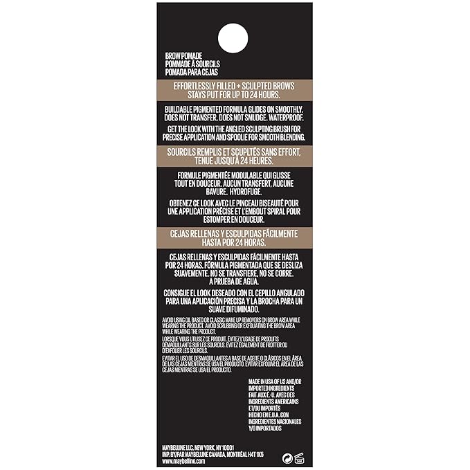 Maybelline New York Tattoostudio Brow Pomade Long Lasting, Buildable, Eyebrow Makeup, Light Blonde, 0.106 Ounce