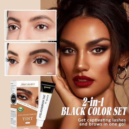 Lash Color Kit, Professional Black Eyelash & Eyebrow Color Kit with Natural Extract, Instant Color Lasts Up to 4 Weeks for Salon Home Easy Use, Gift for Women Girl Mom Wife 7ML(Black)