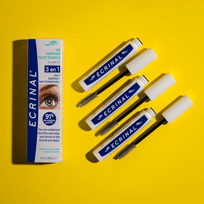 Ecrinal ANP2+ Strengthening Lash Gel - 3 in 1 Eyelash and Eyebrow Serum for Fuller, Thicker, Stronger Lashes, Eye Brow Clear Gel, Mascara Base, Suitable for Sensitive Eyes & Contact Lens Wearers, 9ml