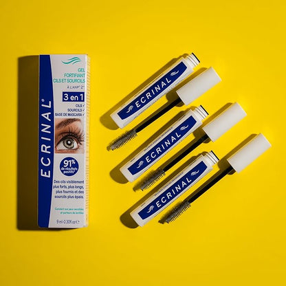 Ecrinal ANP2+ Strengthening Lash Gel - 3 in 1 Eyelash and Eyebrow Serum for Fuller, Thicker, Stronger Lashes, Eye Brow Clear Gel, Mascara Base, Suitable for Sensitive Eyes & Contact Lens Wearers, 9ml