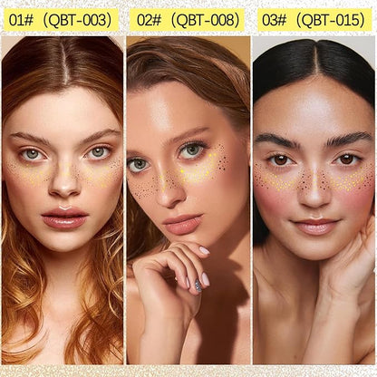 10 Pcs Face Glitter Freckles Patches, Gold Sparkle Face Makeup Patches, Long-lasting Waterproof for Women