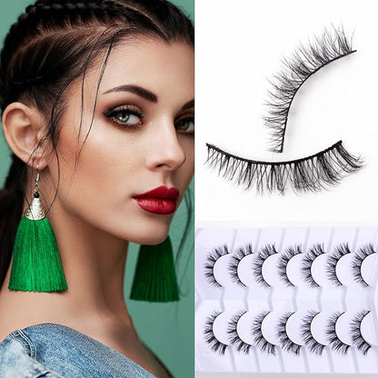 Cat Eye Natural Lashes Wispy False Eyelashes Short Fluffy Fake Lashes - 7 Pairs, ZG93