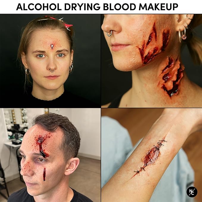 Alcohol Drying Blood, Ultra-Realistic Fake Liquid Blood, SFX Makeup for the Stage, Film, Halloween, and Cosplay - Dark 16.9 fl oz (500ml)