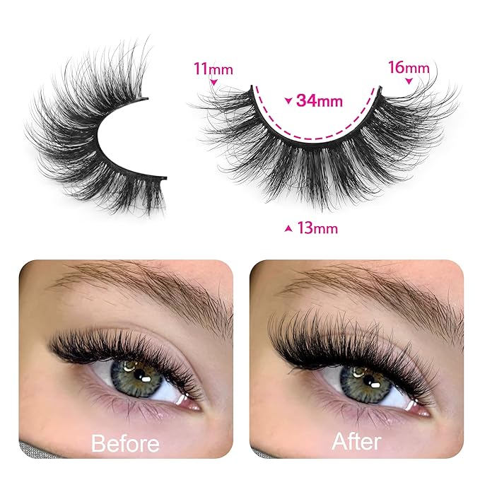 Natural False Eyelashes Wispy Mink Lashes 16mm Cat Eye Lashes Natural Look Eye lash Like Extensions 5D Volume Strip Fake Eyelashes Pack by TNFVLONEINS
