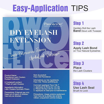 Pawotence Lash Clusters 40D 280pcs Cluster Eyelash Extensions 9-16mm Mix Eyelash Clusters Lash Extension Individual Lashes for Self Application (40D, 0.07D, 9-16mm)