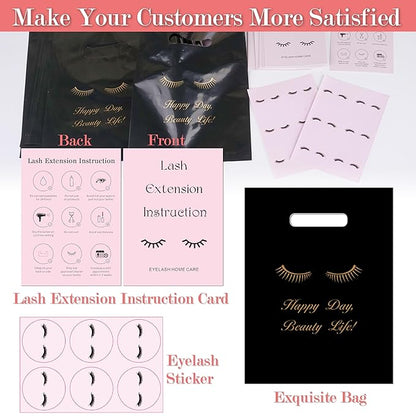 52PCS Lash Shampoo Bottles and Brushes Set, 10pcs Foam Pump Dispenser, 10pcs Nose Pore Deep Cleaning Brush, 10pcs eyelash extension tube brush, 10pcs Extension Aftercare Instructions Cards, 2pcs