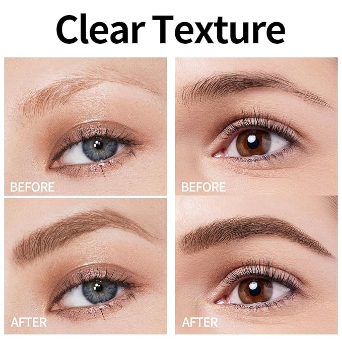Magic Eyebrow Pencil 4 Tipped Precise Brow Pen Upgraded 3D Waterproof Microblading Contouring Pen Natural Fine Stroke Microblading Eyebrow Pencil (Dark Brown)