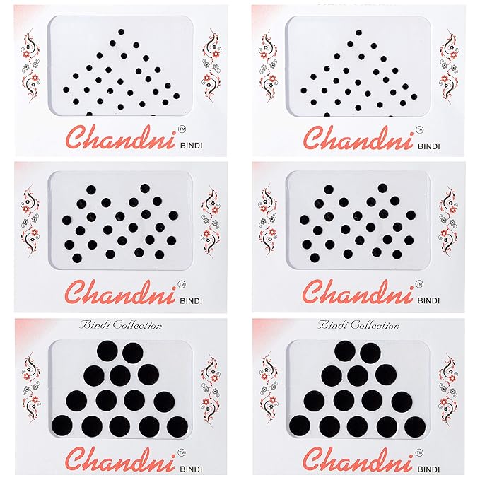 Premium Bindi Face Bindi India gems tattoo Body Glitter long Black Tika Forehead stickers Jewelry Bindi (PACK OF 6).AHB009