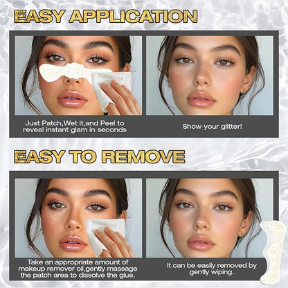 24 Pcs Glitter Freckles Face Tattoo,Gold Face Glitter Makeup Patches Cute Sparkle Freckles Patches Waterproof Makeup Speckles for Face Accessories for Women Girls