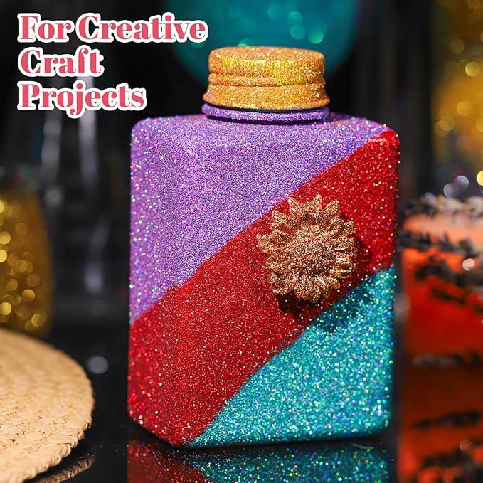 LEOBRO Fine Glitter, 24 Colors Holographic Fine Glitter for Crafts, Resin, Tumblers, Nail Body, DIY Party Decorations