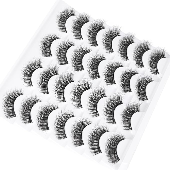 False Eyelashes Wispy Lashes Natural Fake Eyelashes Cat Eye Lashes that Look Like ExtensionsMink Lashes Pack by TNFVLONEINS