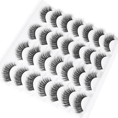 False Eyelashes Wispy Lashes Natural Fake Eyelashes Cat Eye Lashes that Look Like ExtensionsMink Lashes Pack by TNFVLONEINS