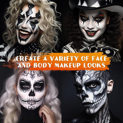 BOBISUKA Black Face Body Paint Stick Eye Black Sticks for Football Baseball Softball Water Based Face Painting Kit Quick Drying Foundation Makeup for Halloween Skeleton Skull Cosplay SFX Costume Party