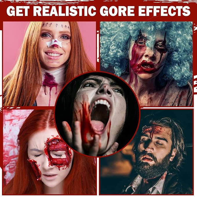 CAHIUYOA Fake Blood Makeup Spray,Fake Blood Special Effects Makeup,Halloween SFX Makeup,Blood Splatter for Zombie Monster Vampire Clown Cosplay Makeup 2.1Oz(60ml)