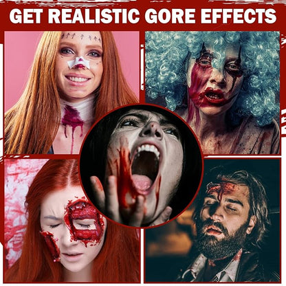 CAHIUYOA Fake Blood Makeup Spray,Fake Blood Special Effects Makeup,Halloween SFX Makeup,Blood Splatter for Zombie Monster Vampire Clown Cosplay Makeup 2.1Oz(60ml)