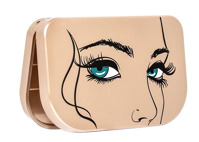 Champion Gold Eyelash Storage Case Organizer With Makeup Mirror Frame Box, Magnetic Lash Packaging Travel Bag