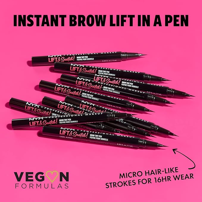 NYX Lift & Snatch Eyebrow Tint Pen Black & Epic Ink Waterproof Liquid Eyeliner Black Vegan 2 Piece Set