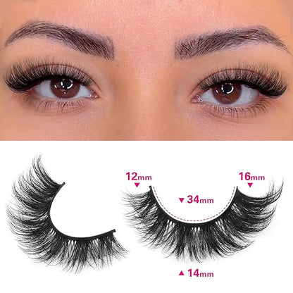 TNFVLONEINS Wispy Lashes Natural Look Eye Lashes Mink 10 Pairs False Eyelashes Pack 4D Volume Strip Fake Eyelashes Like Lash Extension(12-16mm)