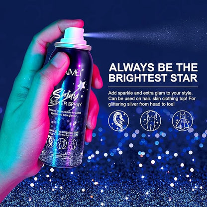 Shiny Glitter Spray,body Spray for Hair and Body-Quick-Lasting,Body Glitter Spray for Face,Body,Hair and Clothing,Shimmer Spray with Glitter